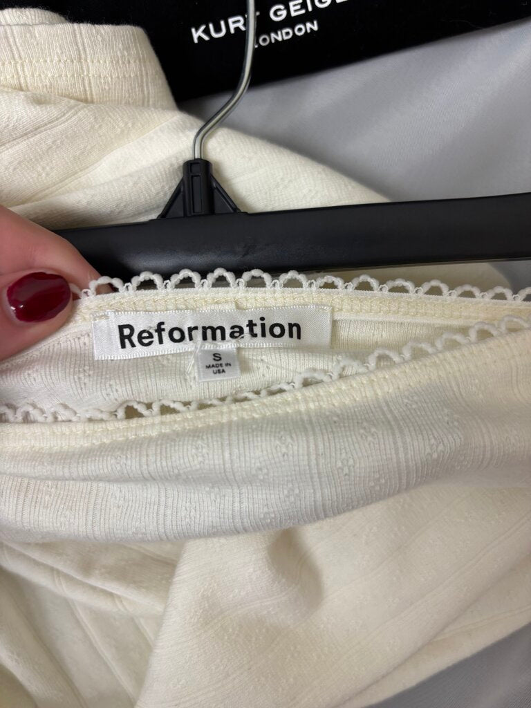 Reformation Cream Knit Pencil Skirt