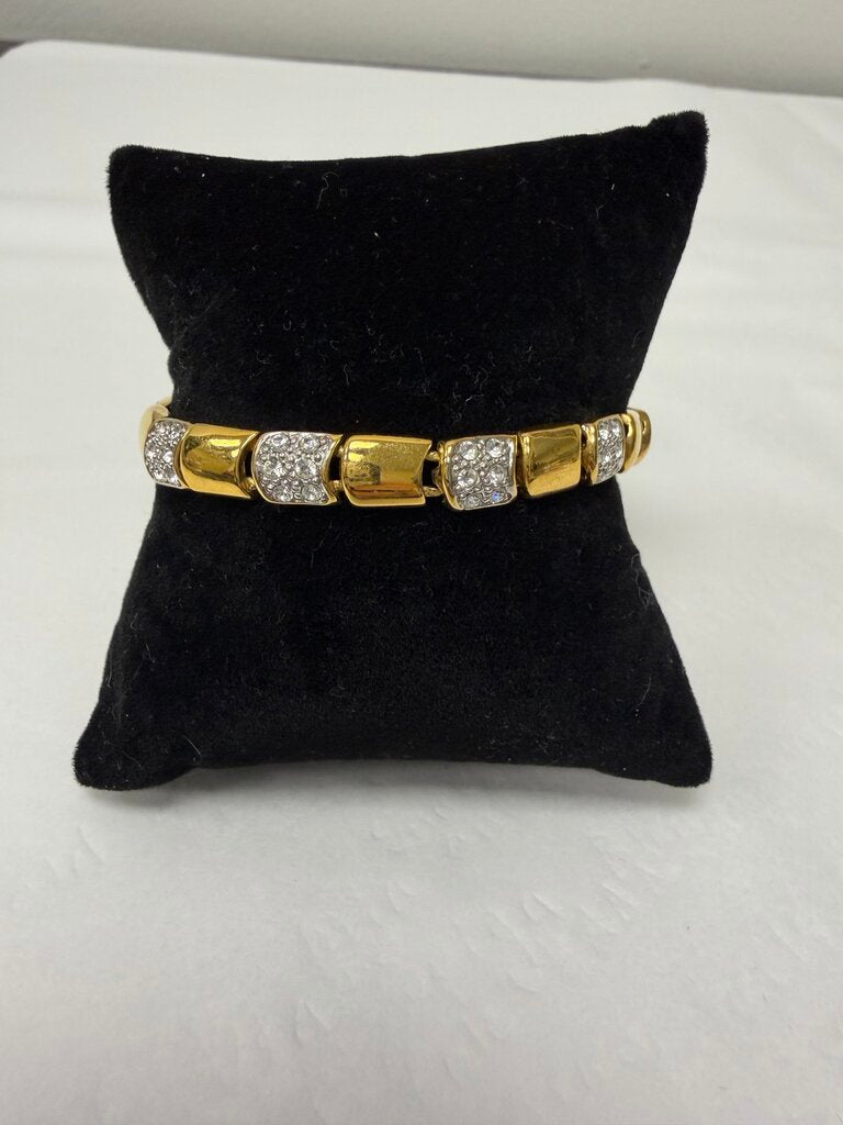 Square Gold & Rhinestone Bracelet