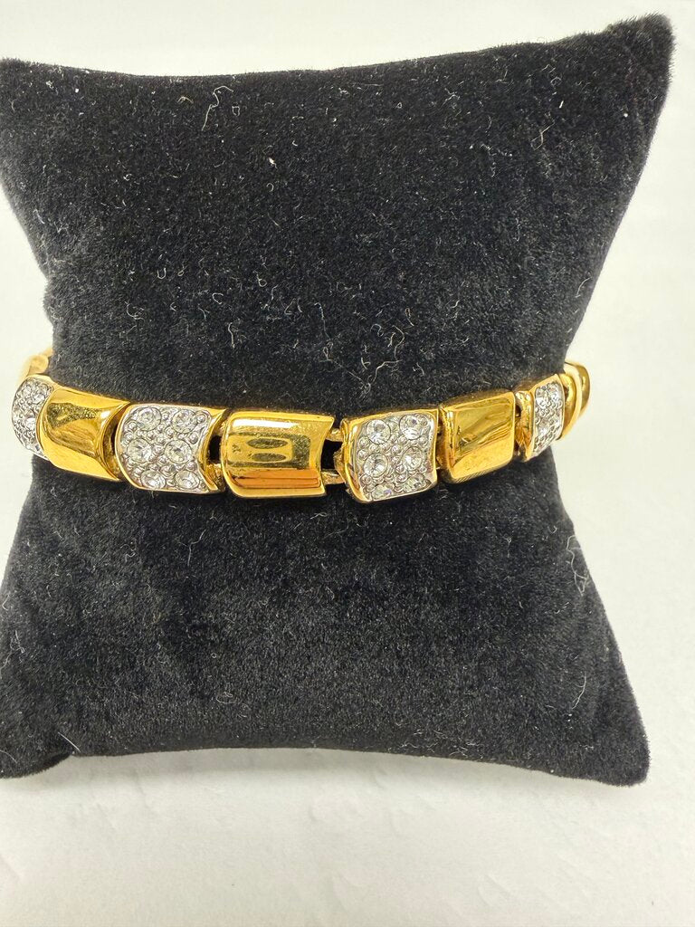Square Gold & Rhinestone Bracelet