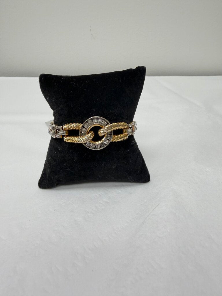 Mazer Bros Vintage Gold Rope & Rhinestone Bracelet