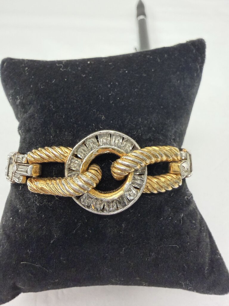 Mazer Bros Vintage Gold Rope & Rhinestone Bracelet