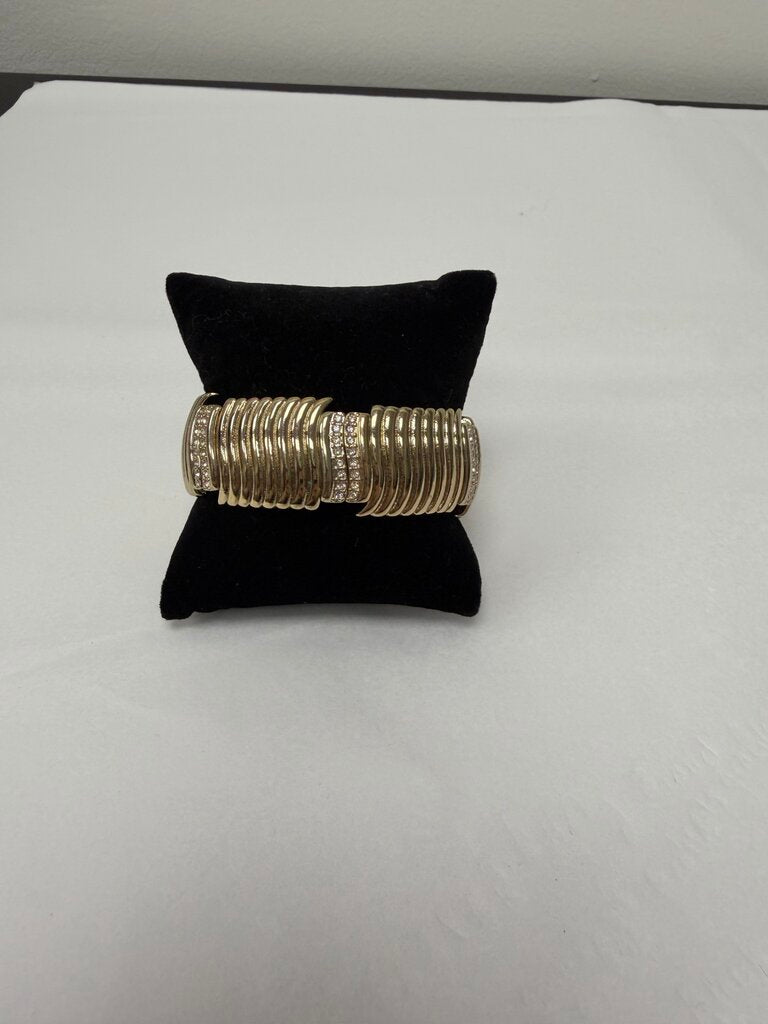 Gold Waves & Rhinestone Stretch Bracelet