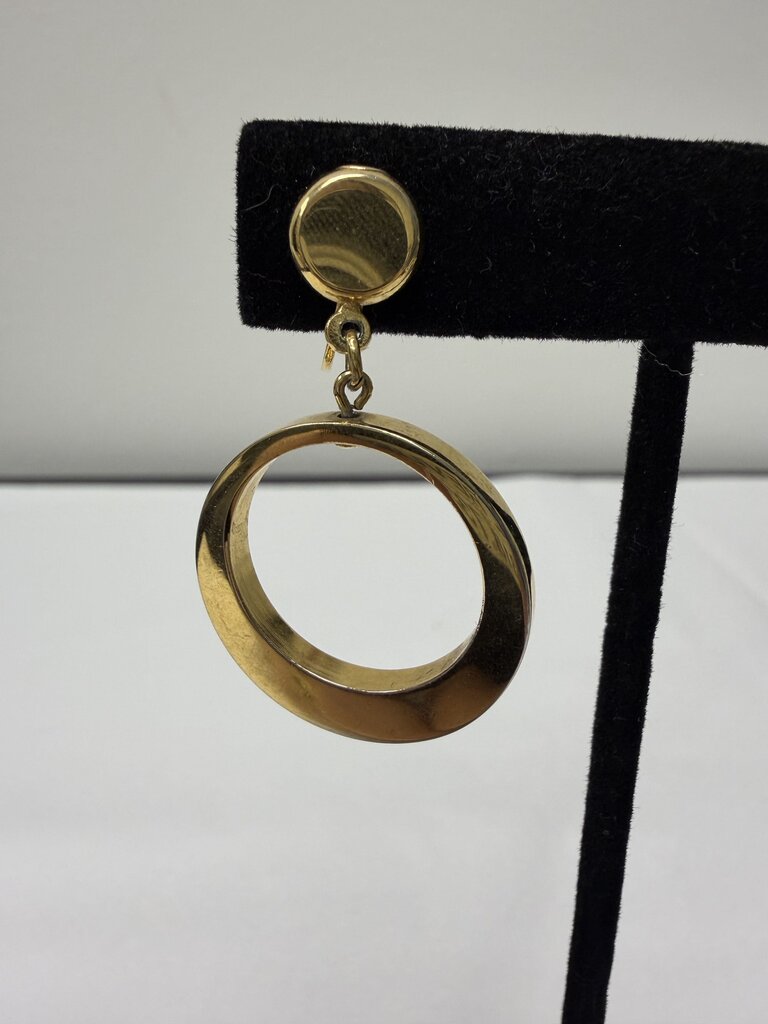 Trifari Gold Clip Dangle Hoops