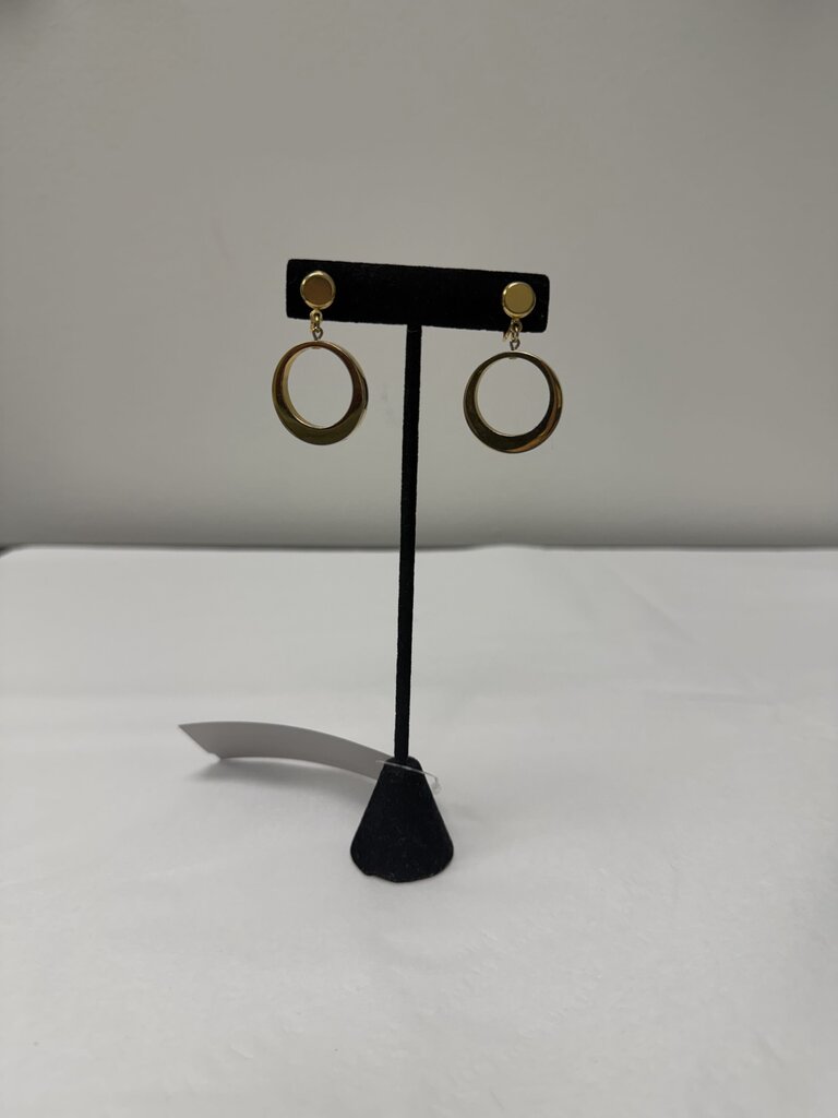 Trifari Gold Clip Dangle Hoops
