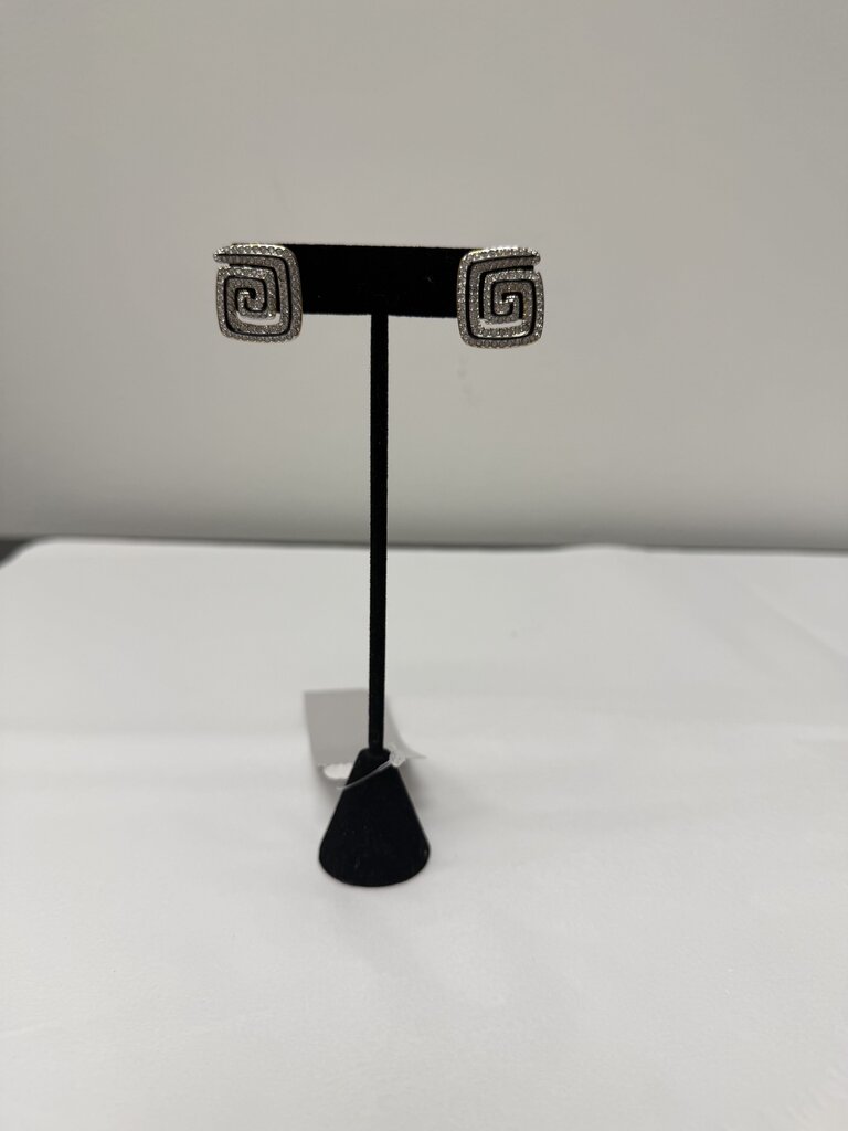 Swarovski Crystal & Gold Square Swirl Earrings