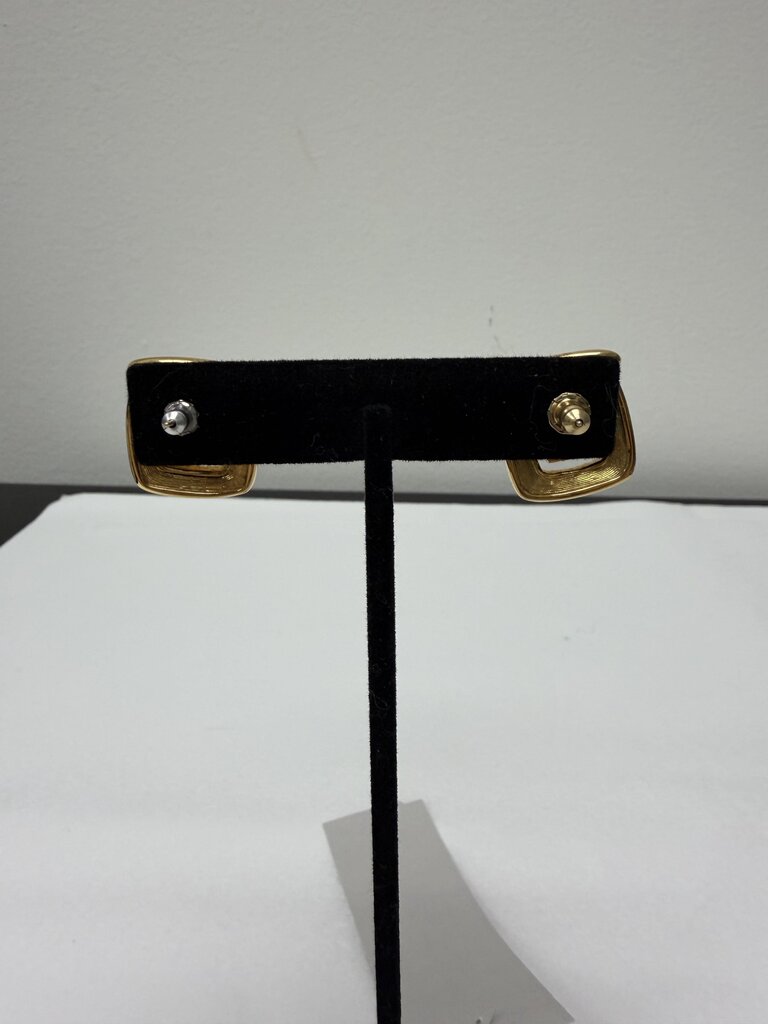 Swarovski Crystal & Gold Square Swirl Earrings