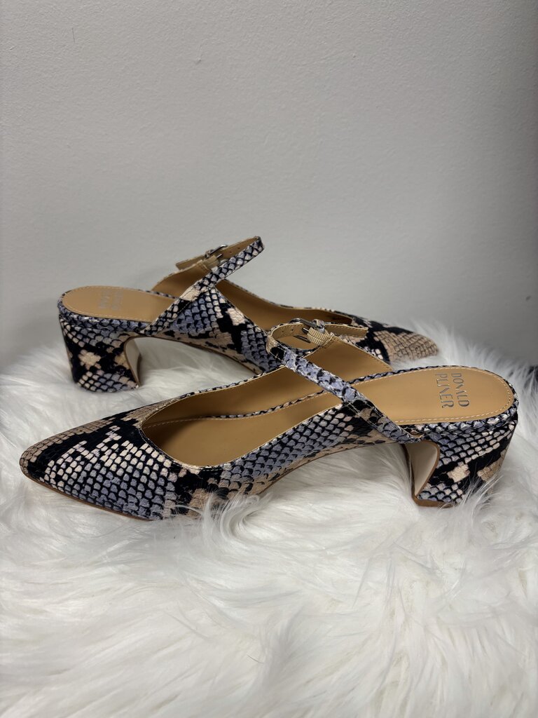 Donald Pliner Blue & Black Snakeskin Print Mule