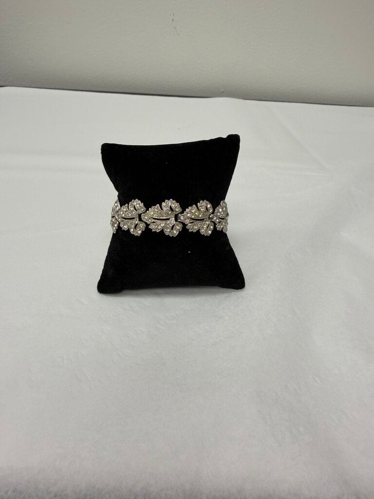 ORA Art Deco Leaf Rhinestone Bracelet