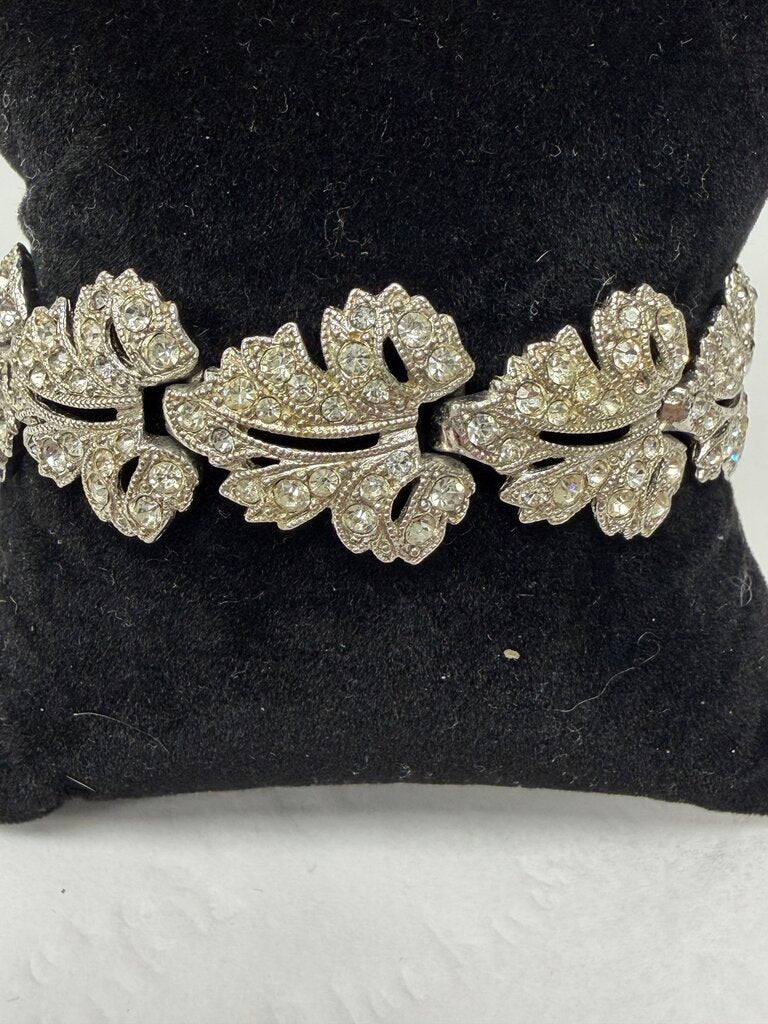 ORA Art Deco Leaf Rhinestone Bracelet