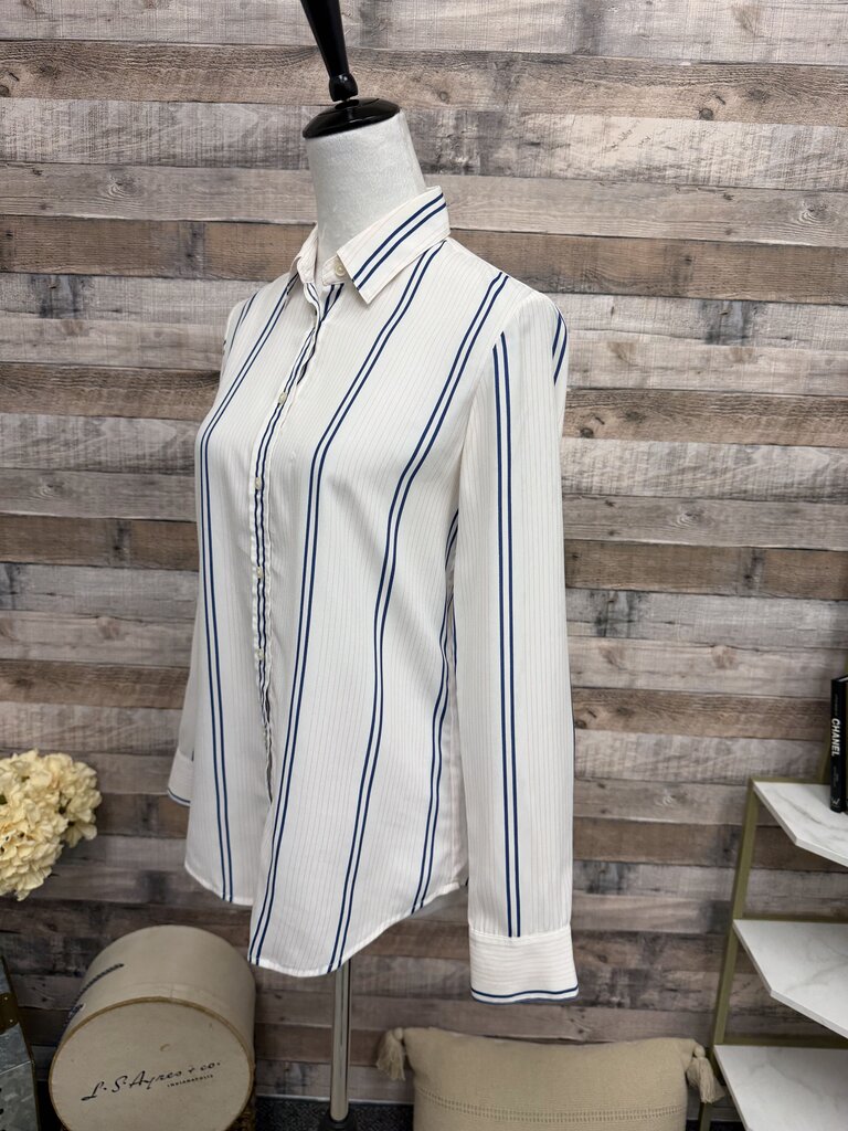 Banana Republic White & Blue Stripe Blouse