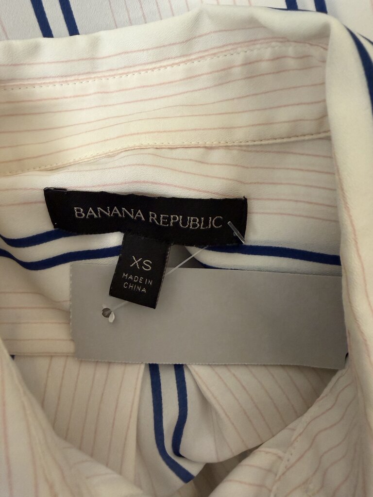 Banana Republic White & Blue Stripe Blouse