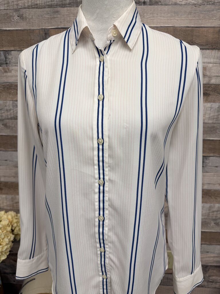 Banana Republic White & Blue Stripe Blouse