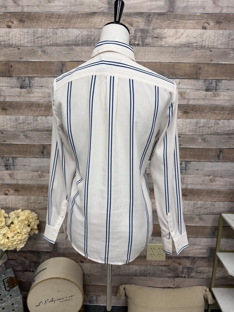 Banana Republic White & Blue Stripe Blouse