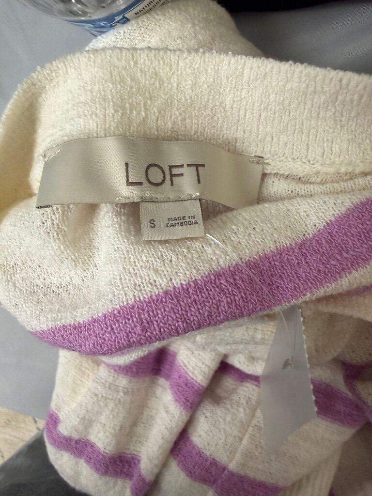 Loft White w/Purple Stripe Sweater