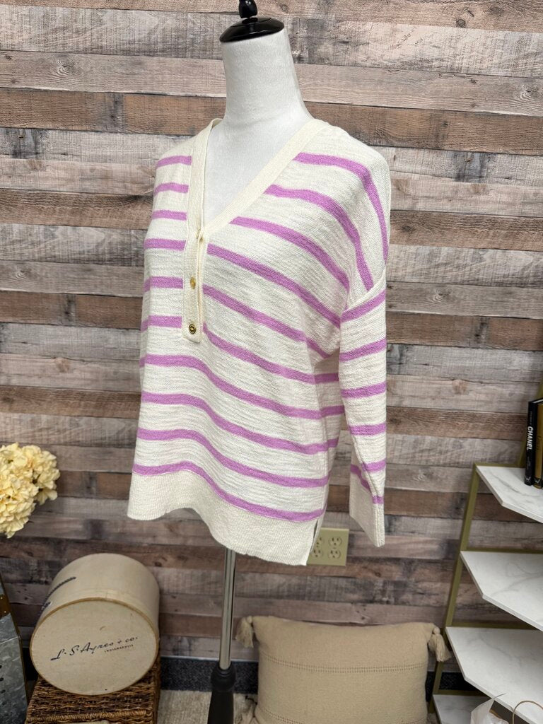 Loft White w/Purple Stripe Sweater