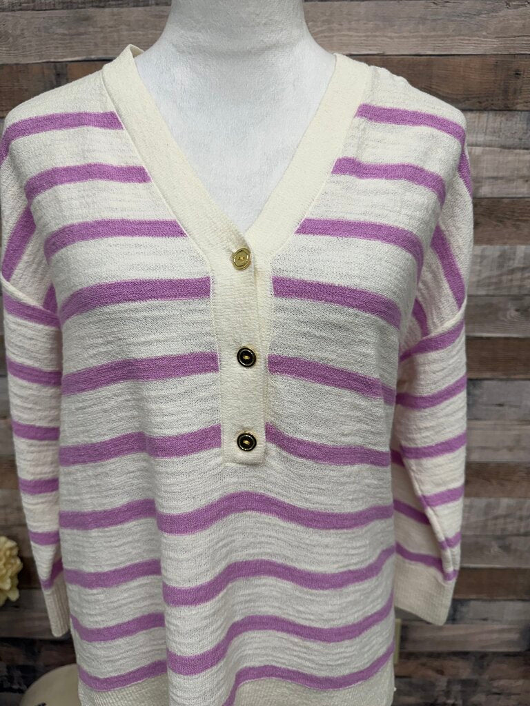 Loft White w/Purple Stripe Sweater