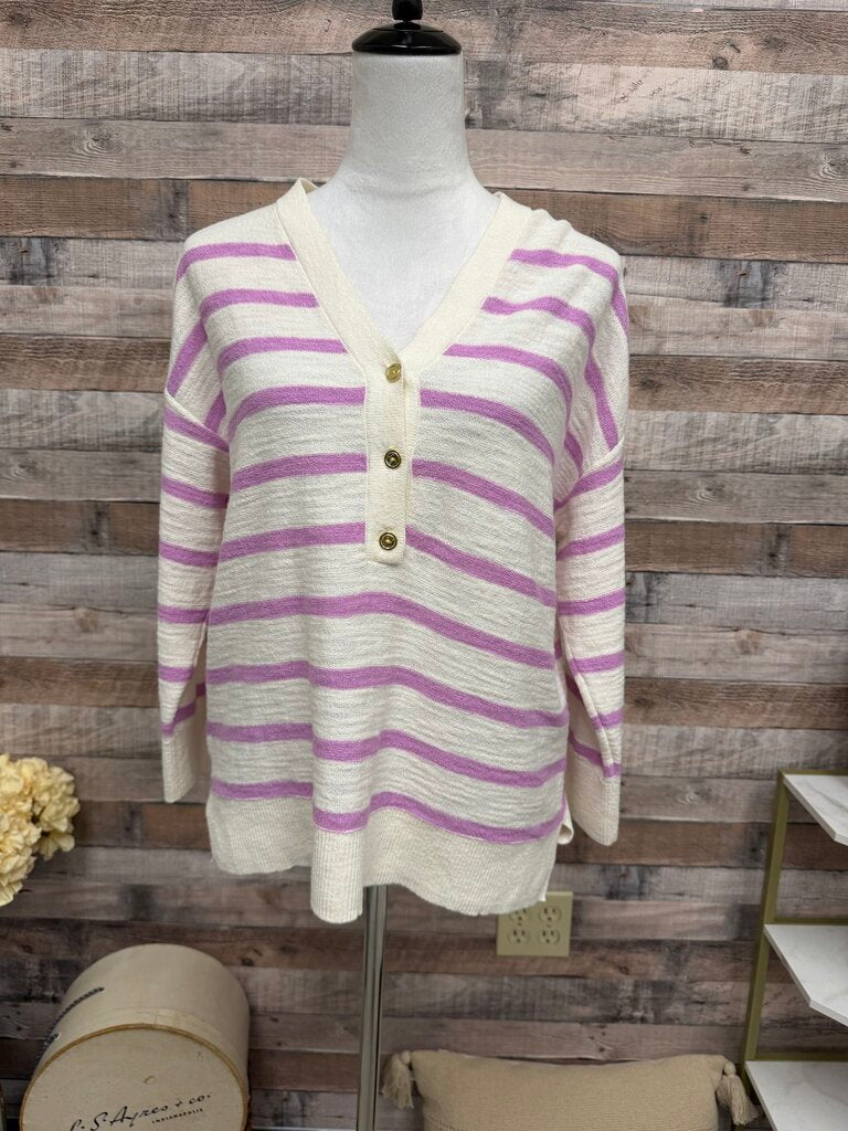 Loft White w/Purple Stripe Sweater