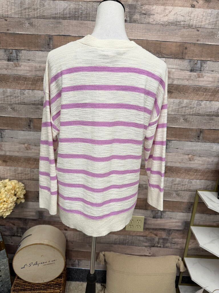 Loft White w/Purple Stripe Sweater