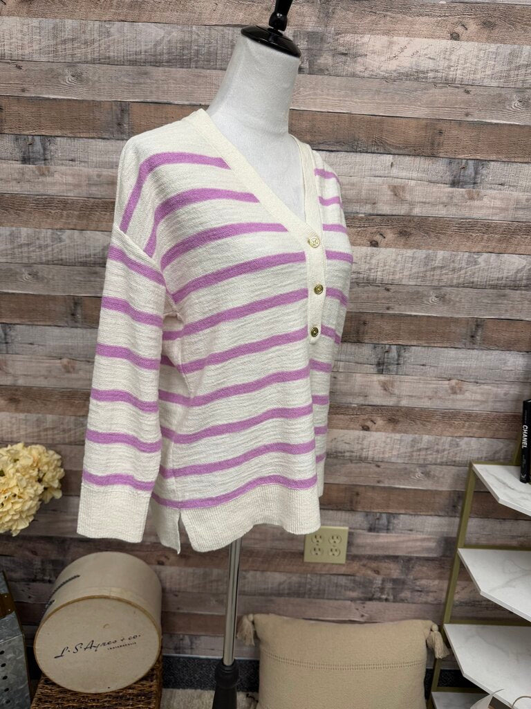 Loft White w/Purple Stripe Sweater