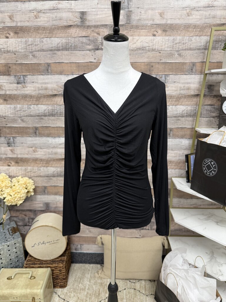 LNA Clothing Black Ruched Long Sleeve Top