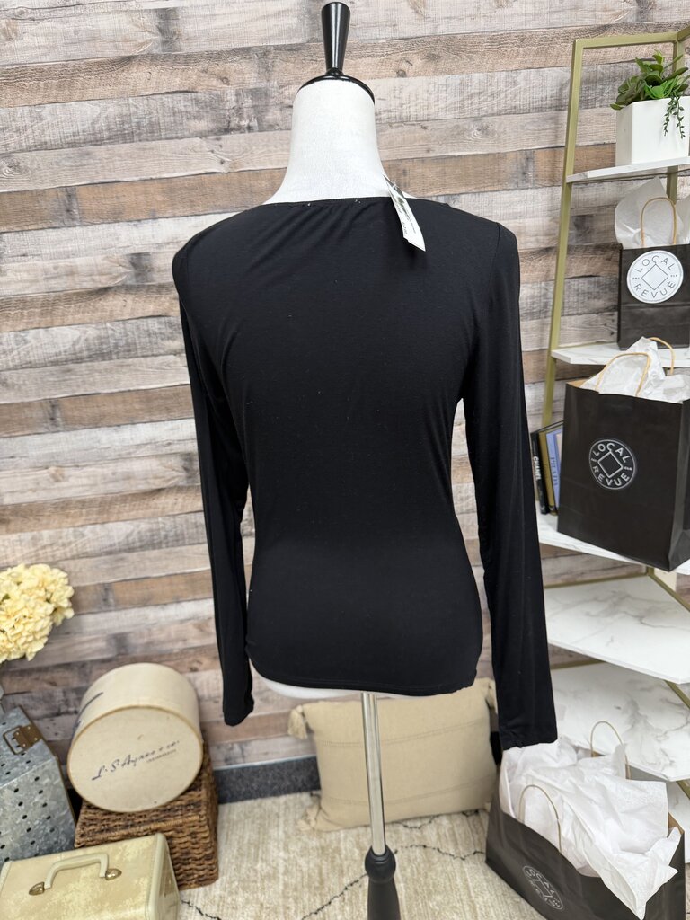 LNA Clothing Black Ruched Long Sleeve Top