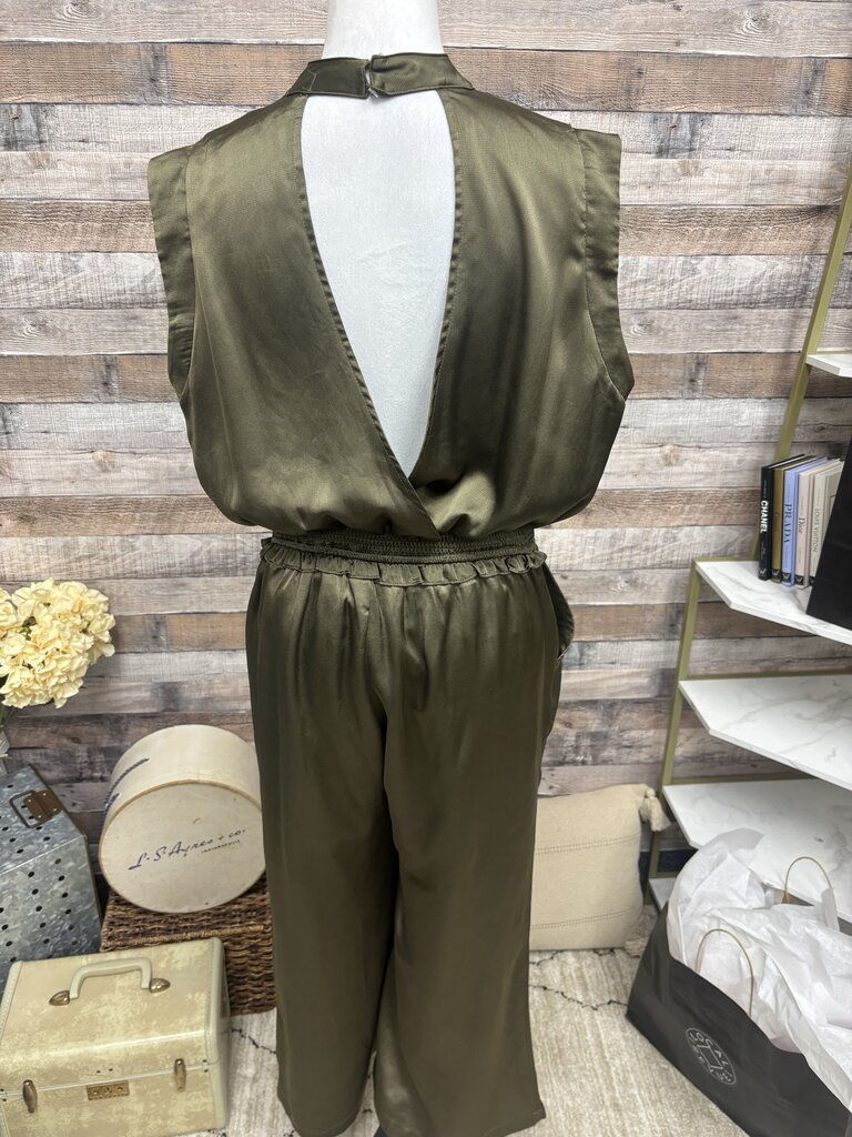 Vernacular Green Sleeveless Wide Leg Jumpsuit