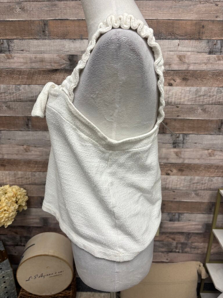 Madewell Texture & Thread White Tweed Front Tie Tank Top