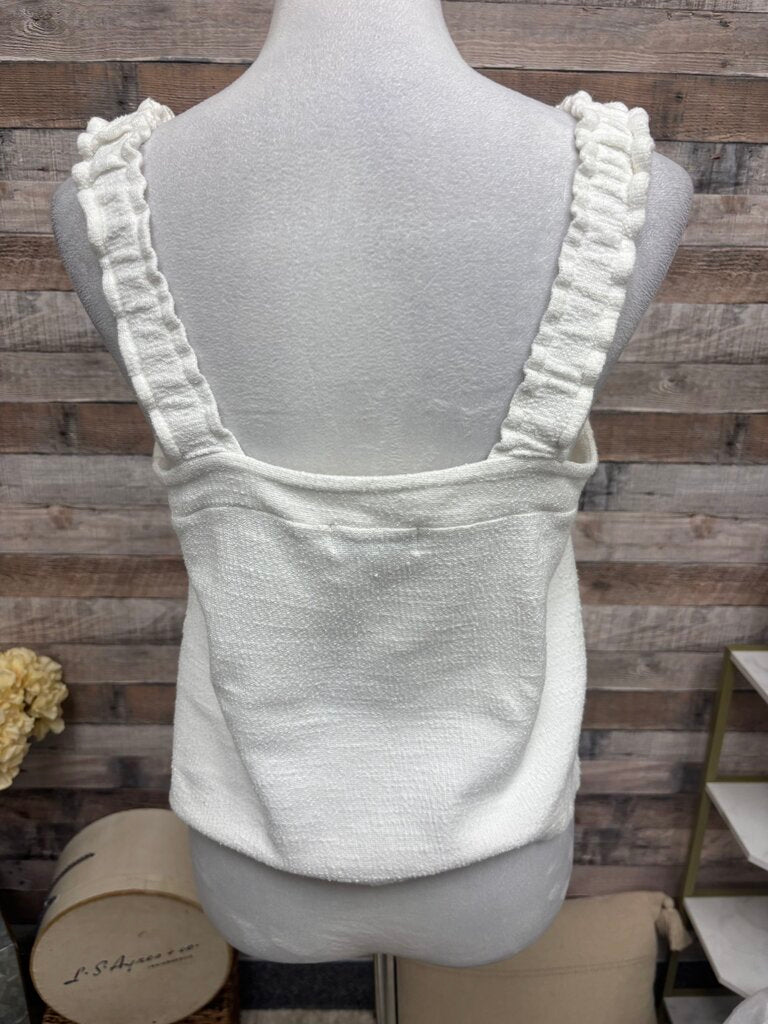 Madewell Texture & Thread White Tweed Front Tie Tank Top