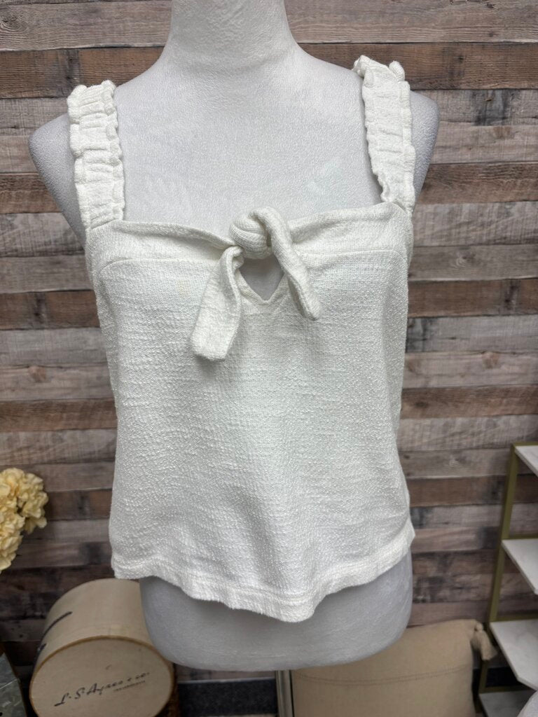 Madewell Texture & Thread White Tweed Front Tie Tank Top