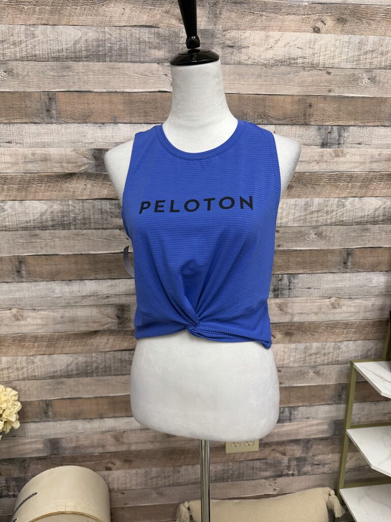 Peloton Royal Blue Twist Front Cropped Athletic Tank Top