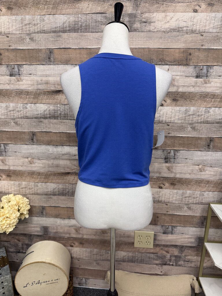 Peloton Royal Blue Twist Front Cropped Athletic Tank Top