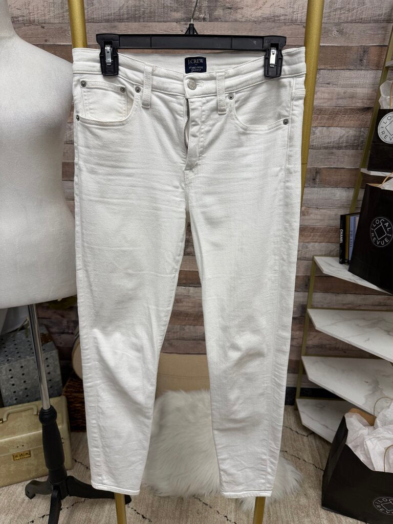 J. Crew White 9" Mid Rise Skinny Jeans