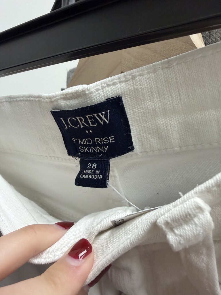 J. Crew White 9" Mid Rise Skinny Jeans
