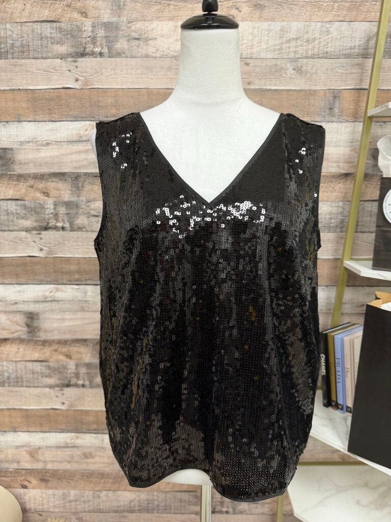 J. Crew Black Sequin V-Neck Tank Top