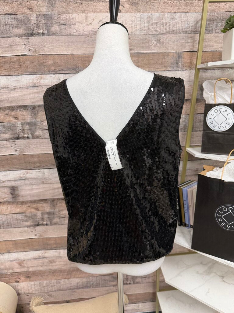 J. Crew Black Sequin V-Neck Tank Top
