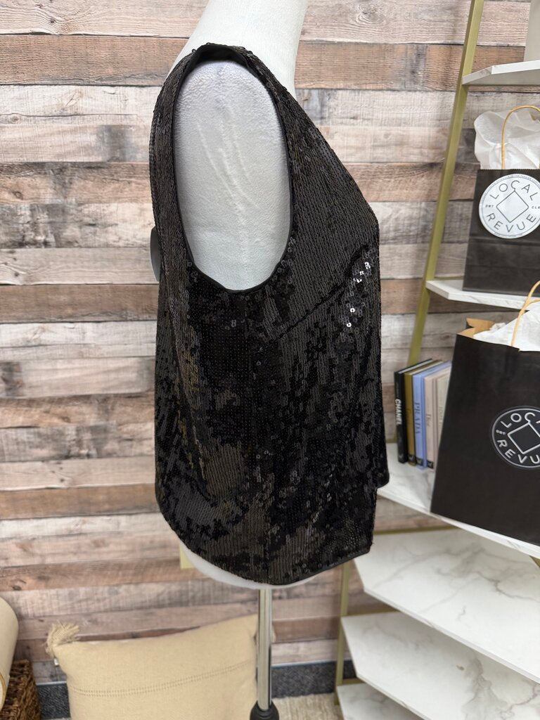 J. Crew Black Sequin V-Neck Tank Top