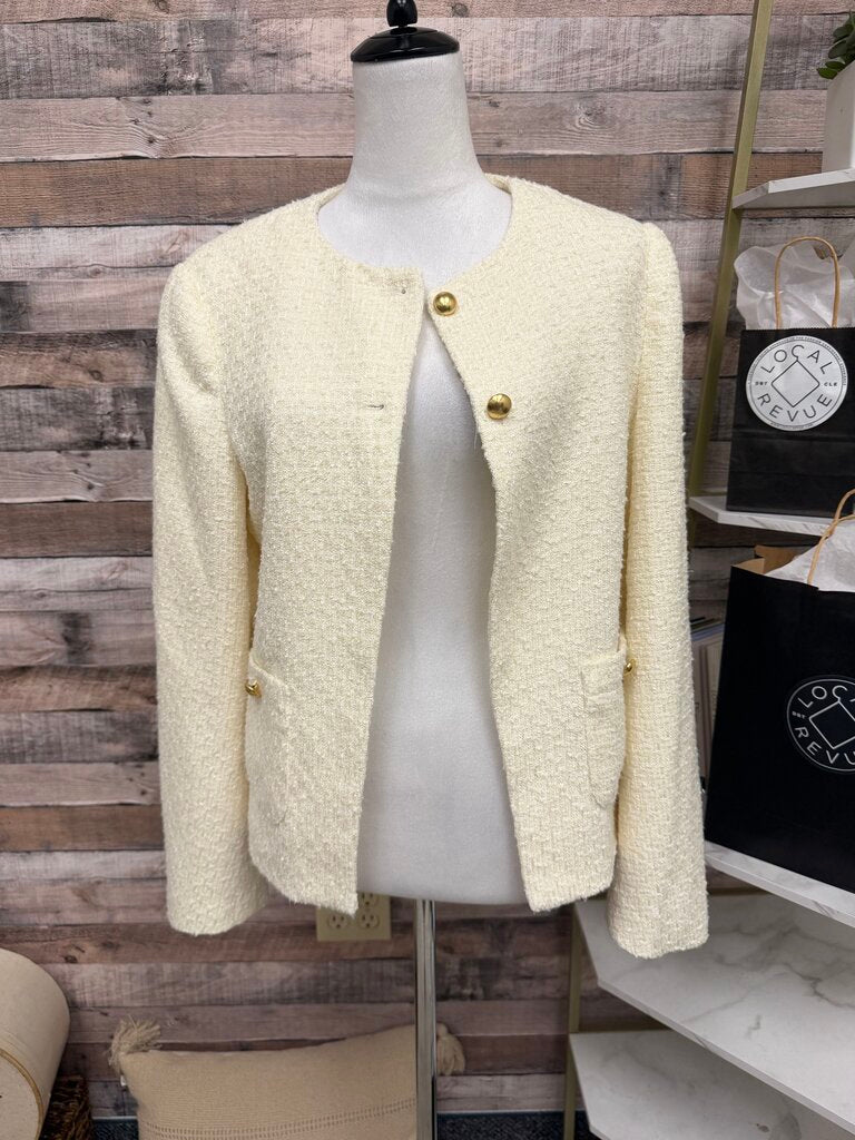 Reformation Ivory Tweed Blazer
