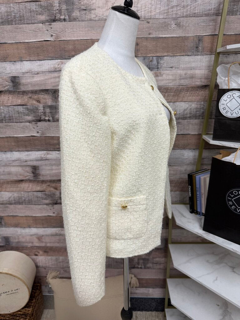 Reformation Ivory Tweed Blazer