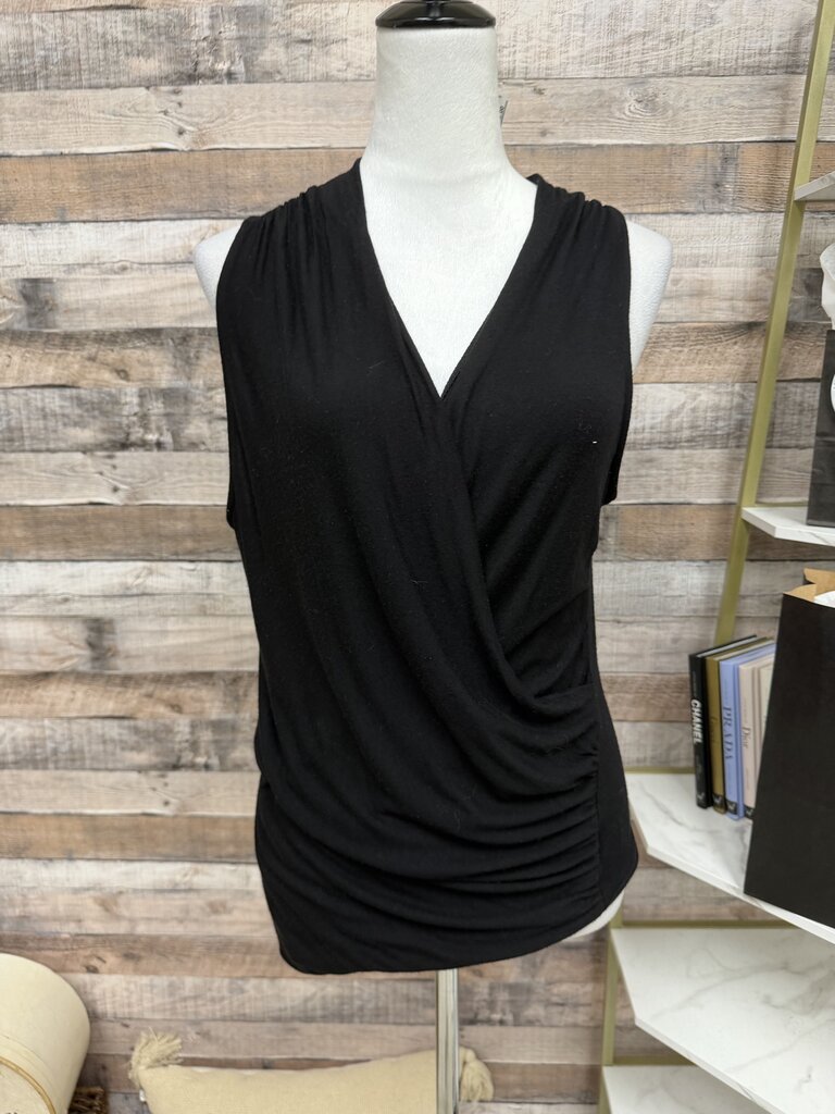 Loveappella Black Draped Asymmetric Tank Top