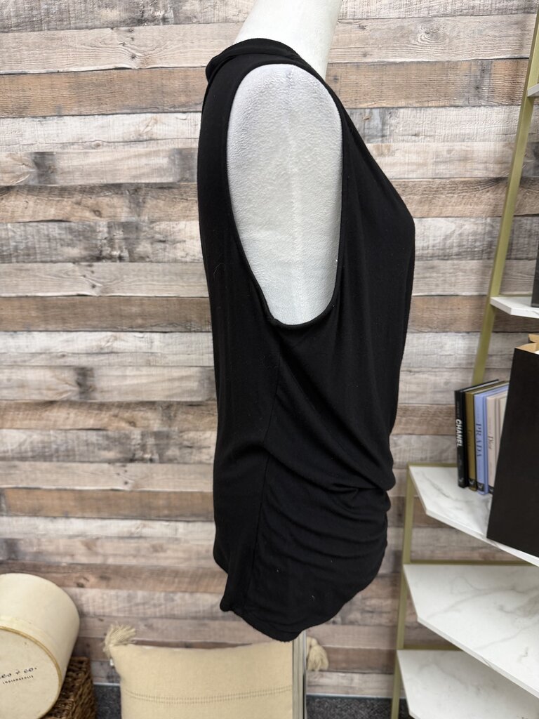 Loveappella Black Draped Asymmetric Tank Top