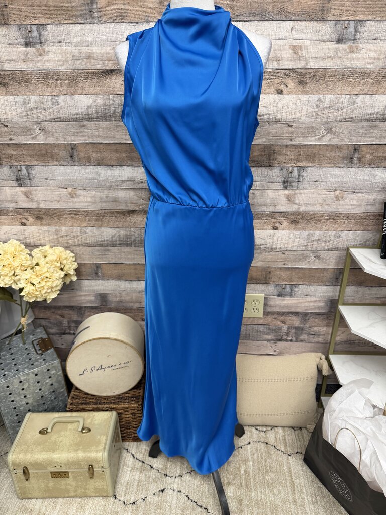 Pretty Garden Royal Blue Sleeveless Midi Dress
