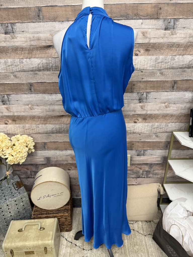 Pretty Garden Royal Blue Sleeveless Midi Dress