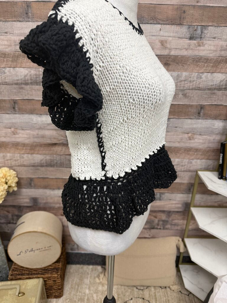 Body by Anca White w/Black Ruffle Sweater