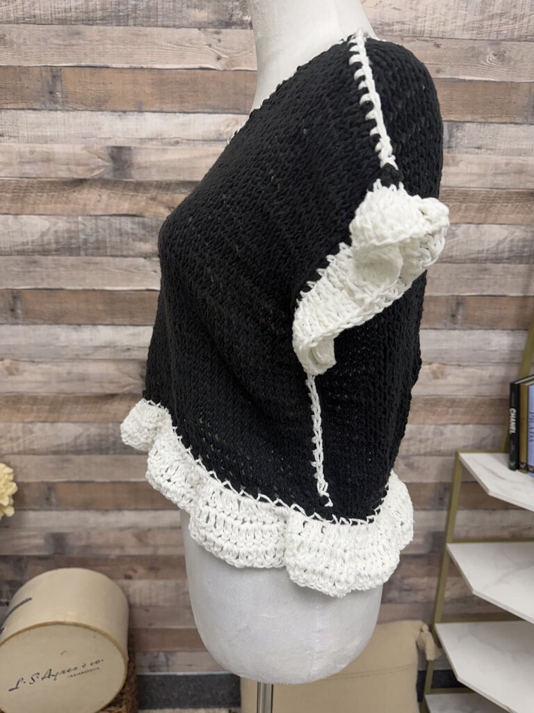 Body by Anca Black w/White Ruffle Sweater