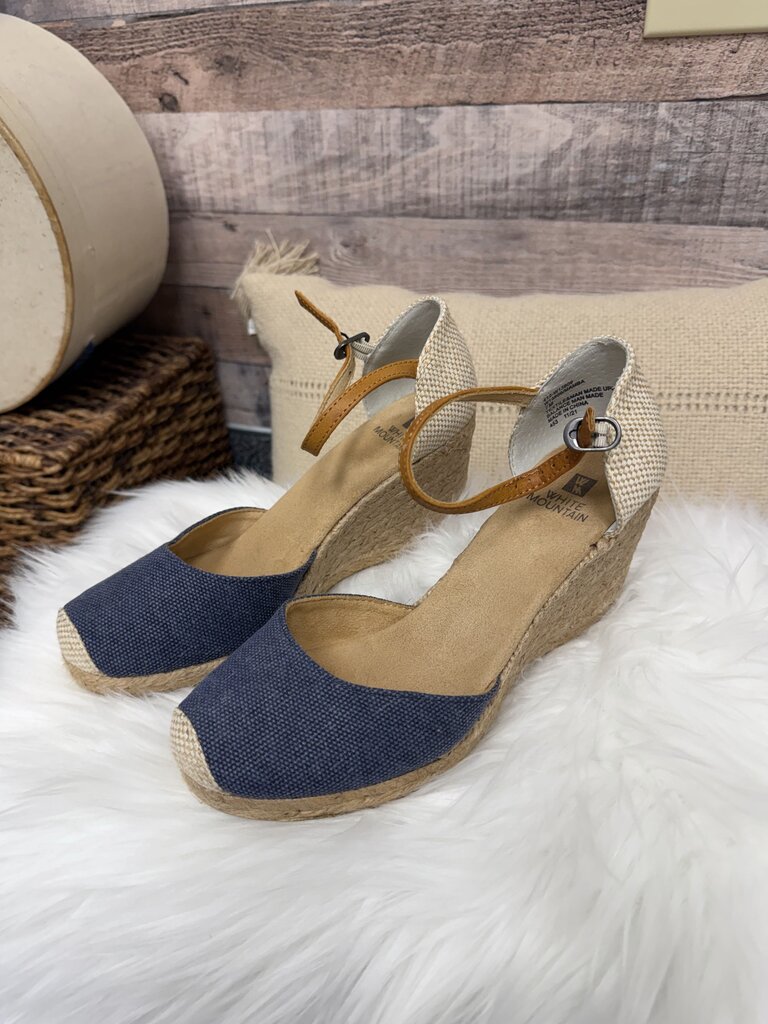 White Mountain Navy Canvas Espadrille Wedge