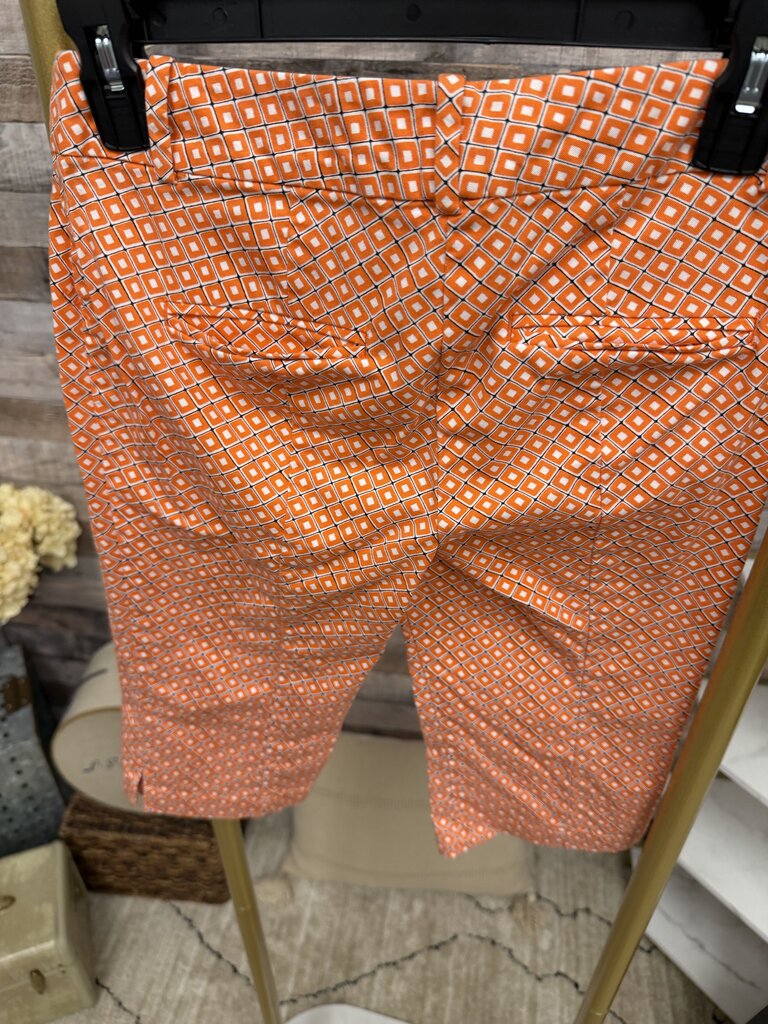 Ann Taylor Orange Geo Bermuda Golf Shorts