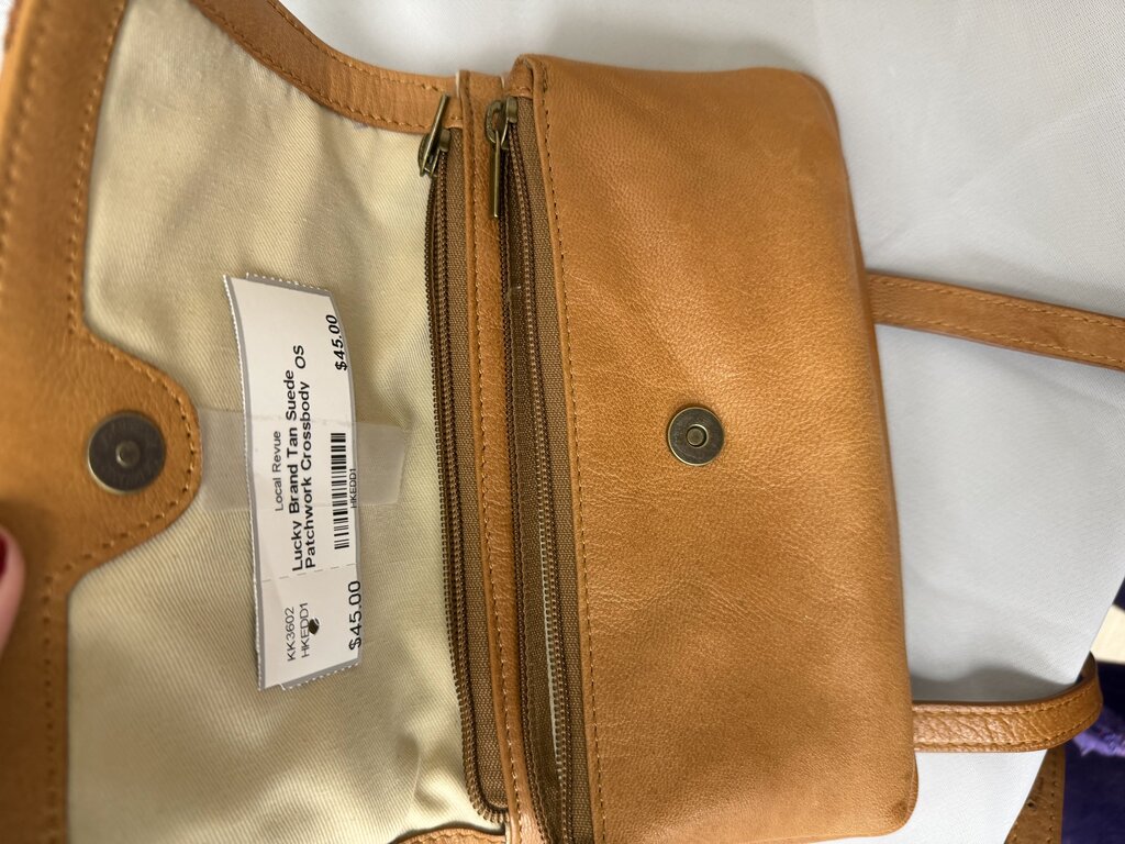 Lucky Brand Tan Suede Patchwork Crossbody