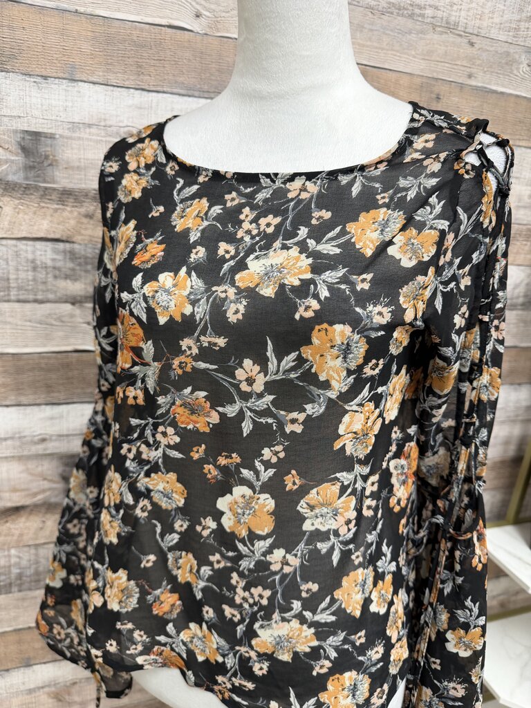 Lily White Black w/Brown Floral Pattern