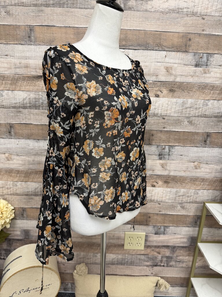 Lily White Black w/Brown Floral Pattern