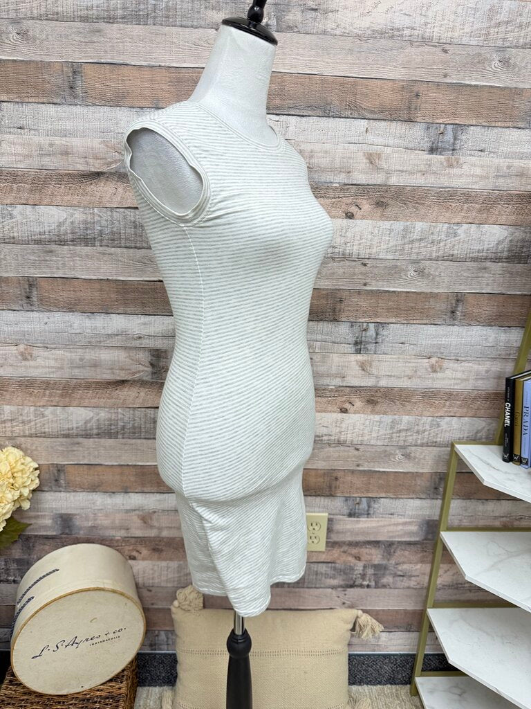 Athleta Grey & White Striped Tee Dress